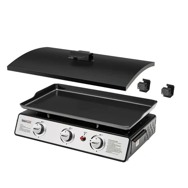 Royal Gourmet PD1301S Portable 24-Inch 3-Burner Table Top Gas Grill Griddle with Cover 25 500 BTUs Outdoor Cooking Camping or Tailgating Black