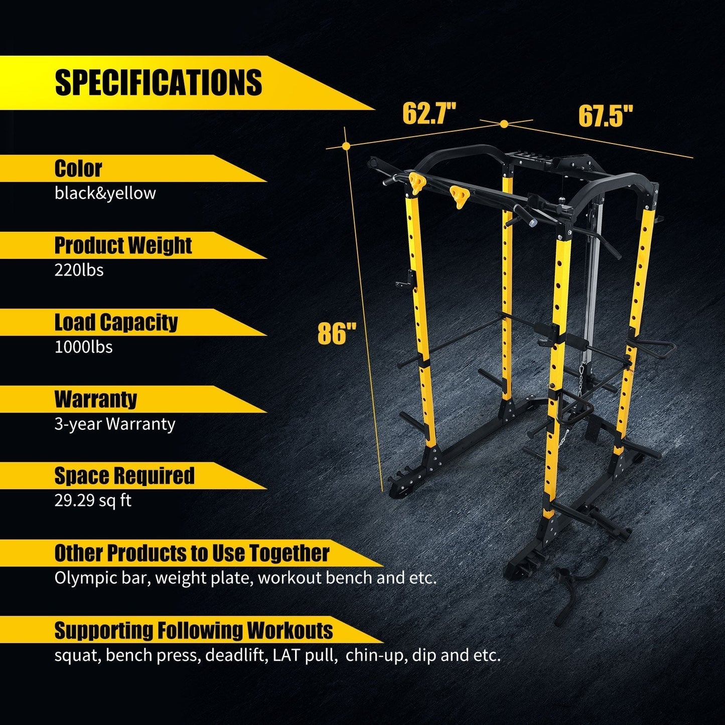 ToughFit PR-410 Max Power Rack Home Gym Package with Bench