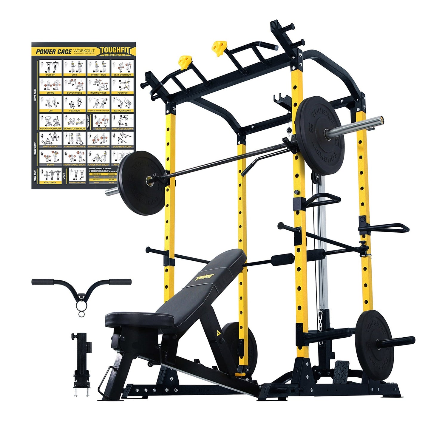 ToughFit PR-410 Max Power Rack Home Gym Package with Bench