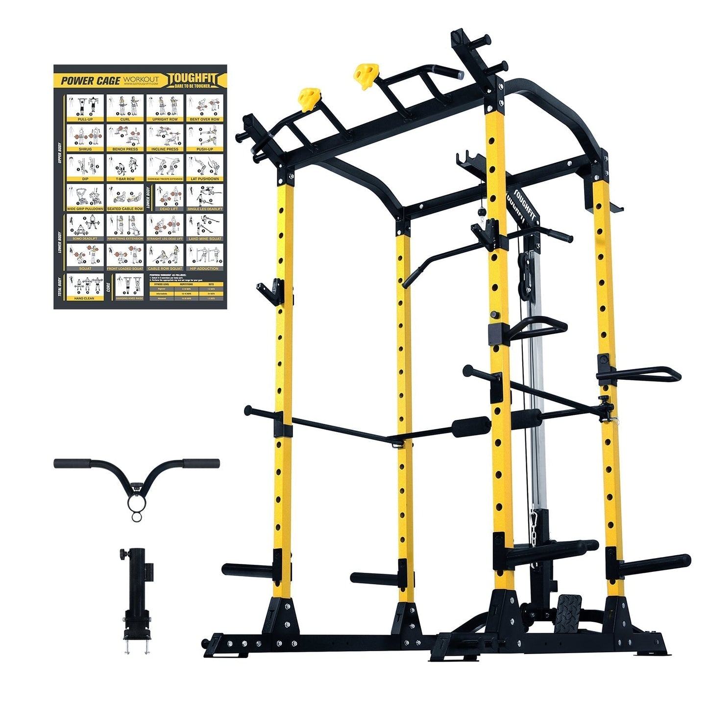 ToughFit PR-410 Max Power Rack Home Gym Package with Bench