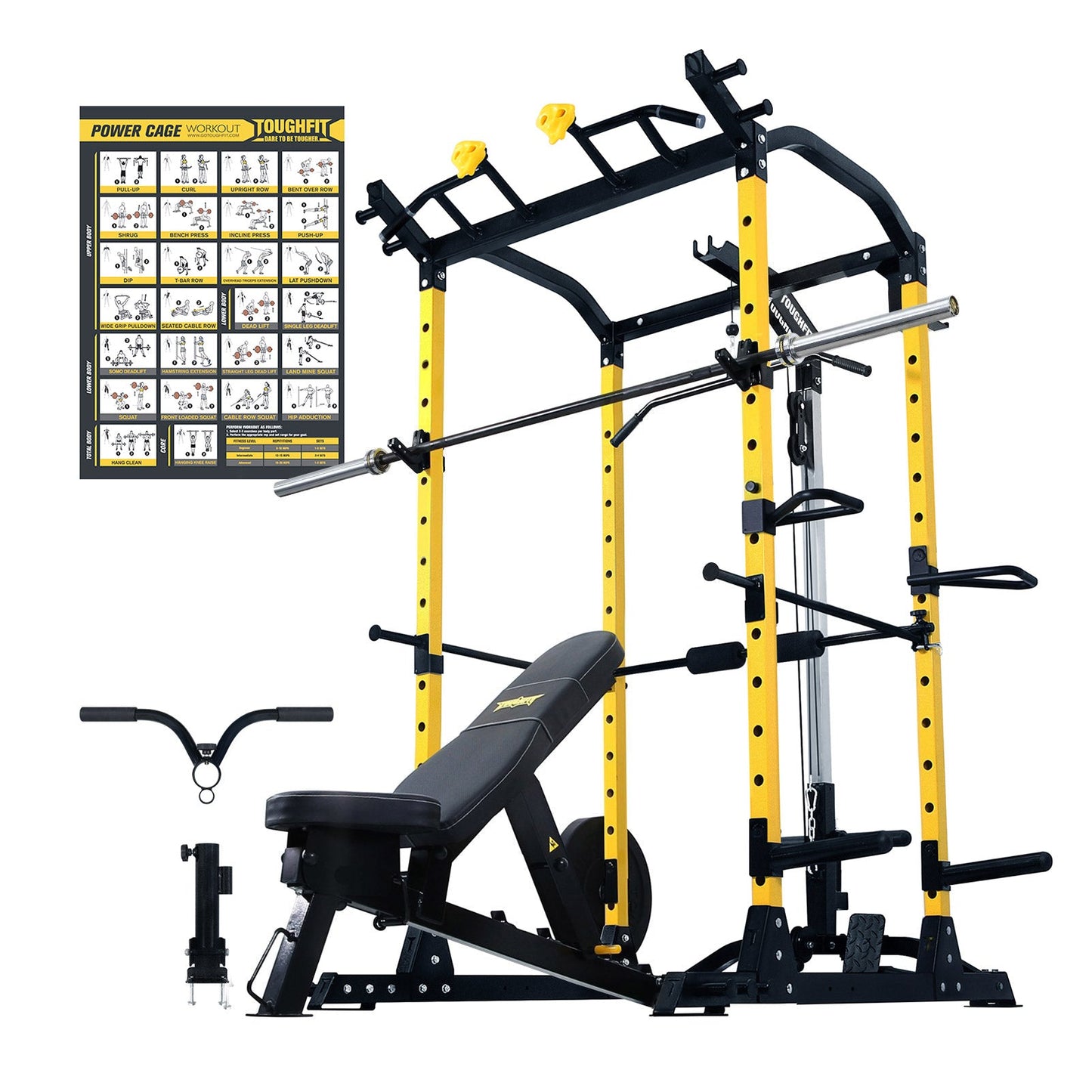 ToughFit PR-410 Max Power Rack Home Gym Package with Bench