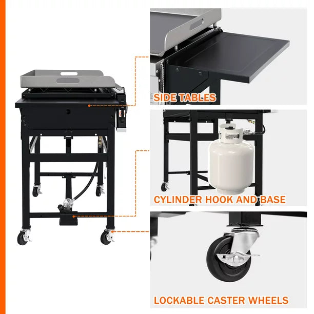 Royal Gourmet GB4002 4-Burner Griddle Flat Top Gas Grill, 36-Inch Propane Outdoor BBQ, Black