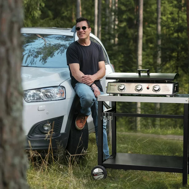 Royal Gourmet PD1301S Portable 24-Inch 3-Burner Table Top Gas Grill Griddle with Cover 25 500 BTUs Outdoor Cooking Camping or Tailgating Black