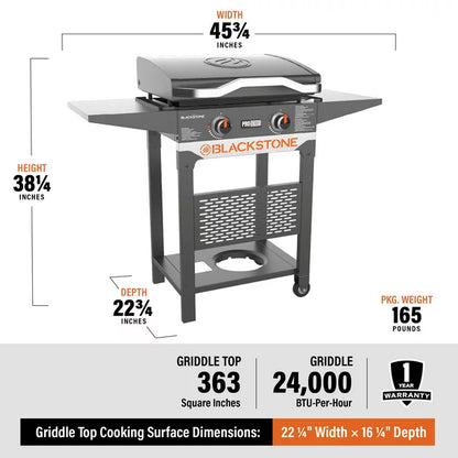 Blackstone Pro Series 2 Burner 22" Propane Pedestal Griddle with Hood
