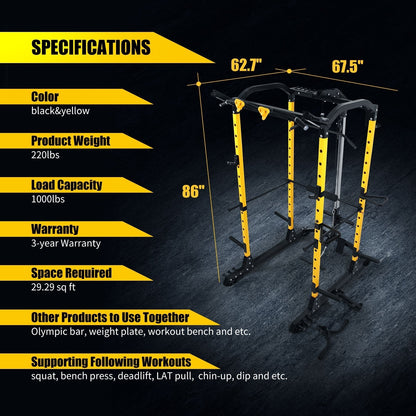 ToughFit PR-410 Max Power Rack Home Gym Package with Bench