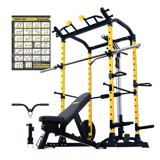 ToughFit PR-410 Max Power Rack Home Gym Package with Bench